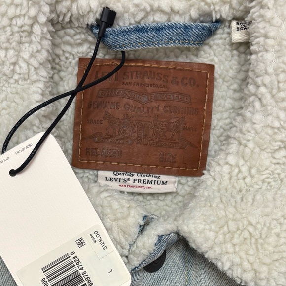 Levi's Premium Men's Light Blue Sherpa Denim Jacket! Large, NWT! - Picture 5 of 5
